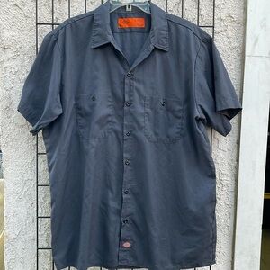 Dickies short sleeve gray work shirt double pockets size XL